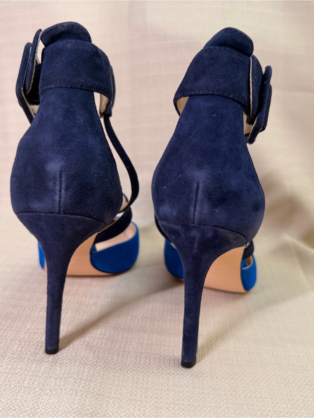 Nine West Two-Tone Blue Suede Pointed-Toe Strappy High Heel - Picture 7 of 9